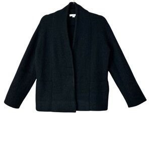 Vince Black Wool Alpaca Blend Single Snap Shrunken Cardigan Sweater Coat Size S